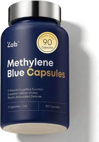 ZAB Pharmaceutical Grade Supplement Methylene Blue Capsules, Brain Supplement for Humans with Vitamin C & B Complex, Blue Methylene 10 mg per Capsules, Memory, Clarity & Cognitive Support in Saudi Arabia