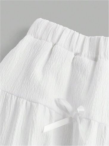 OYOANGLE Girl's Bow Long Skirt Elastic Waist Ruffle Swing A Line Y2K Tiered Skirts Preppy Clothes in Kuwait