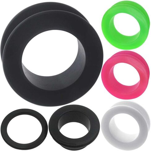 (1 Pair Only) Acrylic Flesh Tunnel Gauge Earring Ear Piercing available size 8g (3mm) to 2" (50mm) Please choose size and color in Kuwait