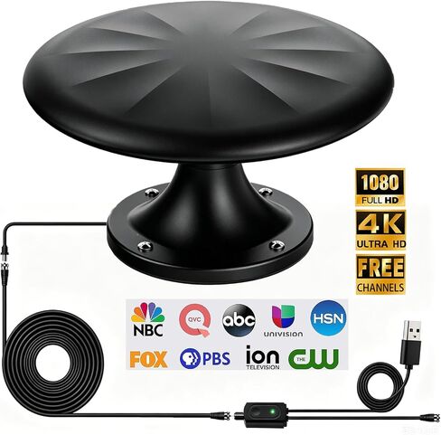RV TV Antenna for Smart TV Outdoor, 720° Long Range Omni Directional Reception Digital HD Antenna Signal, with Super Signal Booster, 35ft HDTV Cable, for RV/Camping/Attic/Truck/Boat (RV520) in Kuwait