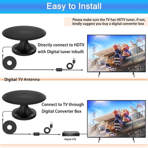 RV TV Antenna for Smart TV Outdoor, 720° Long Range Omni Directional Reception Digital HD Antenna Signal, with Super Signal Booster, 35ft HDTV Cable, for RV/Camping/Attic/Truck/Boat (RV520) in Kuwait