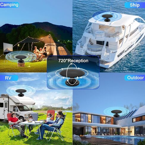 RV TV Antenna for Smart TV Outdoor, 720° Long Range Omni Directional Reception Digital HD Antenna Signal, with Super Signal Booster, 35ft HDTV Cable, for RV/Camping/Attic/Truck/Boat (RV520) in Kuwait
