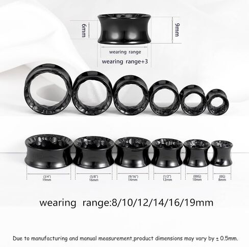 Vankula 2Pcs Hammered Texture Ear Tunnels Medical Steel Double Flare Plugs for Ear Stretching (8mm-16mm), Hypoallergenic Body Jewelry, Unisex Sizes 0g 00g, Premium Gift for Women&Men in Kuwait