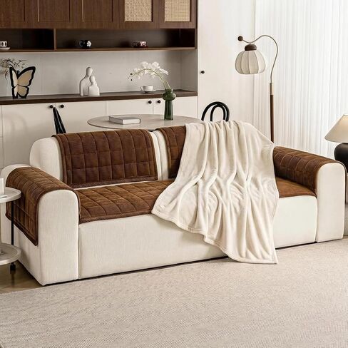Couch Covers for Dogs Washable, 27.6"x70.9" Non Slip Couch Covers for Loveseat Sofa Pet Friendly, Soft Fuzzy Sofa Covers for Pet, Dog Couch Cover Furniture Protector(1PC,Dark Brown) in Saudi Arabia