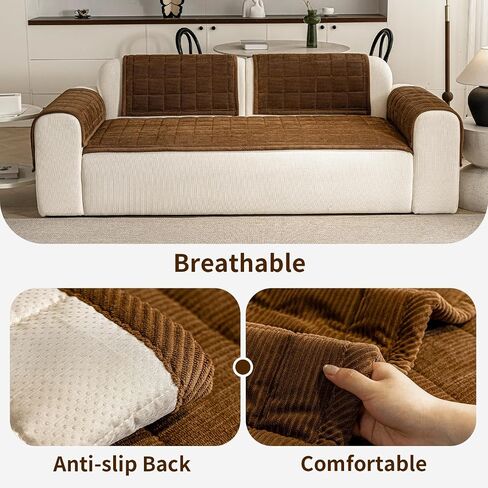 Couch Covers for Dogs Washable, 27.6"x70.9" Non Slip Couch Covers for Loveseat Sofa Pet Friendly, Soft Fuzzy Sofa Covers for Pet, Dog Couch Cover Furniture Protector(1PC,Dark Brown) in Saudi Arabia