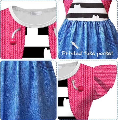 Cat Costume Dress Set with Headband, Purse & Sunglasses, Cute Animal Print Ruffle Sleeve Dress for Party Outfits in Saudi Arabia