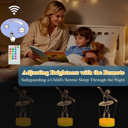 Ballet Night Light, Dance Gifts, Ballerina 3D Illusion Lamp with Remote Control, 16 RGB Colors, 4 Flashing Modes, Timer, Dimmable, Ballet Stuff, Accessories for Decor for Holiday Birthday Christmas in Saudi Arabia