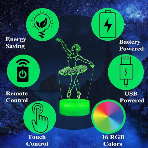 Ballet Night Light, Dance Gifts, Ballerina 3D Illusion Lamp with Remote Control, 16 RGB Colors, 4 Flashing Modes, Timer, Dimmable, Ballet Stuff, Accessories for Decor for Holiday Birthday Christmas in Saudi Arabia
