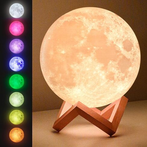 Mind-Glowing Galaxy Moon Lamp with Multi Colors, Touch/Remote, Wood Stand - Birthday Gift for Any Year Old Girls & Boys - Teen Girl Room Decor, Trendy Stuff - Cool Night Light for Kids (5.9 inch) in Saudi Arabia
