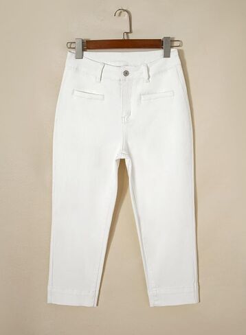 Sidefeel Women's Capri Jeans High Waist Stretchy Skinny Jeans Casual Summer Trendy Cropped Pants with Welt Pockets in Kuwait