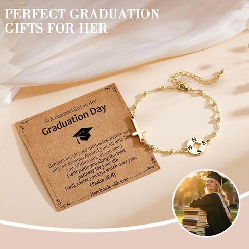 Gnamy Class of 2026 Graduation Gift for Her, Adjustable Compass Cross Bracelet College Middle High School University Graduation Gifts for Women Girls Teenage Teens in Kuwait