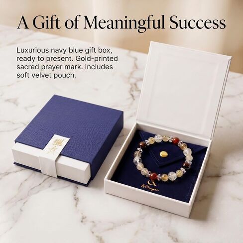 Spiritual Onmyoji Bracelet for Women -Wealth Career Success and Fortune - Healing Crystals Energy Bracelet with Guardian Stones, amulet Rutilated Quartz & Red Tiger’s Eye - Good Luck Charm, Made in Japan - - Mystic Link in Kuwait