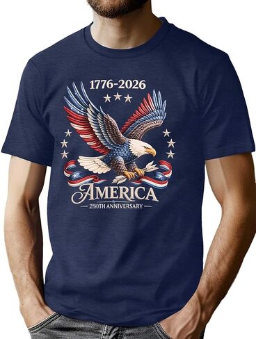250 Anniversary USA Shirt Men Eagle Graphic 1776-2026 T-Shirt 4th of July Tees American Flag Patriotic Short Sleeve Top in Kuwait