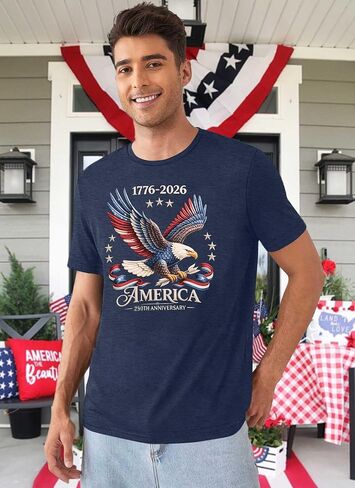 250 Anniversary USA Shirt Men Eagle Graphic 1776-2026 T-Shirt 4th of July Tees American Flag Patriotic Short Sleeve Top in Kuwait