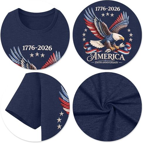 250 Anniversary USA Shirt Men Eagle Graphic 1776-2026 T-Shirt 4th of July Tees American Flag Patriotic Short Sleeve Top in Kuwait