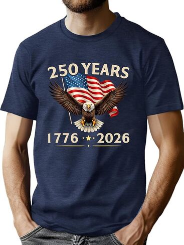 250 Anniversary USA Shirt Men Eagle Graphic 1776-2026 T-Shirt 4th of July Tees American Flag Patriotic Short Sleeve Top in Kuwait