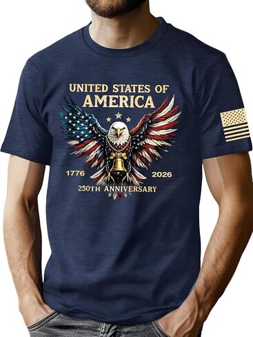 250 Anniversary USA Shirt Men Eagle Graphic 1776-2026 T-Shirt 4th of July Tees American Flag Patriotic Short Sleeve Top in Kuwait