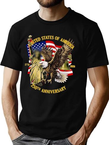 250 Anniversary USA Shirt Men Eagle Graphic 1776-2026 T-Shirt 4th of July Tees American Flag Patriotic Short Sleeve Top in Kuwait