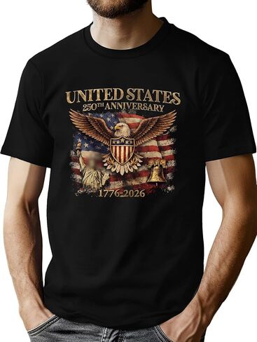 250 Anniversary USA Shirt Men Eagle Graphic 1776-2026 T-Shirt 4th of July Tees American Flag Patriotic Short Sleeve Top in Kuwait