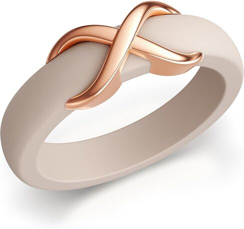ThunderFit Silicone Rings Wedding Bands for Women with Infinity Accent, 6.7mm Wide, 3.4mm Thick, Women's Rubber Engagement Bands, Variety Multipack 1-3 in Kuwait