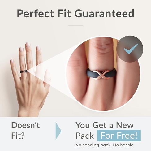 ThunderFit Silicone Rings Wedding Bands for Women with Infinity Accent, 6.7mm Wide, 3.4mm Thick, Women's Rubber Engagement Bands, Variety Multipack 1-3 in Kuwait