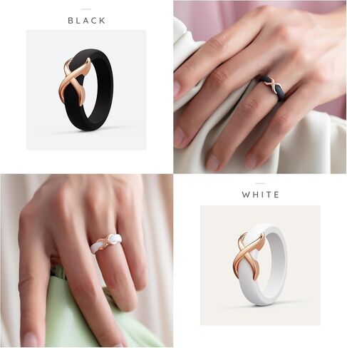ThunderFit Silicone Rings Wedding Bands for Women with Infinity Accent, 6.7mm Wide, 3.4mm Thick, Women's Rubber Engagement Bands, Variety Multipack 1-3 in Kuwait