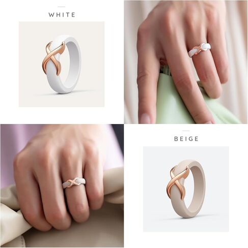 ThunderFit Silicone Rings Wedding Bands for Women with Infinity Accent, 6.7mm Wide, 3.4mm Thick, Women's Rubber Engagement Bands, Variety Multipack 1-3 in Kuwait