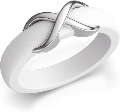 ThunderFit Silicone Rings Wedding Bands for Women with Infinity Accent, 6.7mm Wide, 3.4mm Thick, Women's Rubber Engagement Bands, Variety Multipack 1-3 in Kuwait