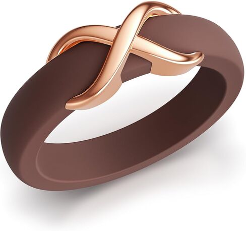 ThunderFit Silicone Rings Wedding Bands for Women with Infinity Accent, 6.7mm Wide, 3.4mm Thick, Women's Rubber Engagement Bands, Variety Multipack 1-3 in Kuwait