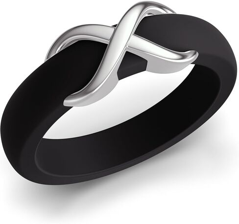 ThunderFit Silicone Rings Wedding Bands for Women with Infinity Accent, 6.7mm Wide, 3.4mm Thick, Women's Rubber Engagement Bands, Variety Multipack 1-3 in Kuwait