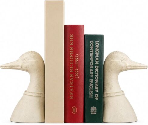 Vintage Brass Color Decorative Distressed Cast Metal Duck Head Bookends, Metal Duck Book Ends for Shelves, 5.91 x 4.33 x 3.35 Inches, Rustic Vintage Home Office Organizer Set of 2 in Saudi Arabia