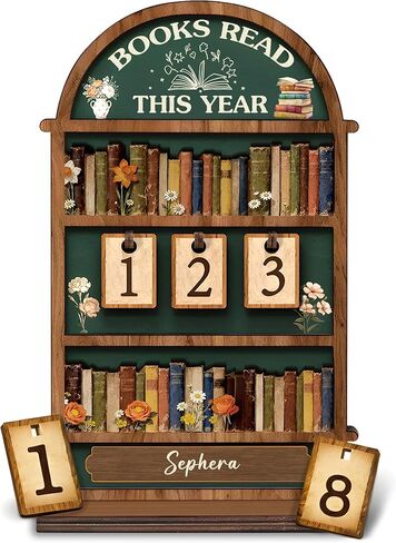 Books Read This Year Tracker Sign – Wooden Reading Counter Shelf Decor, Thoughtful for Book Lovers, Readers, Book Club Members & Bookworms, Includes 3 Cute Bookmarks (Books Read This Year 2) in Saudi Arabia