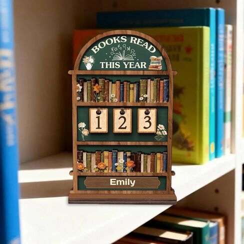 Books Read This Year Tracker Sign – Wooden Reading Counter Shelf Decor, Thoughtful for Book Lovers, Readers, Book Club Members & Bookworms, Includes 3 Cute Bookmarks (Books Read This Year 2) in Saudi Arabia