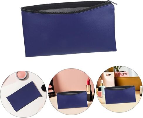 TEHAUX 4pcs Pu Leather Money Bags with Zipper, Spacious Cash Pouch Organizer for Business and Daily Use, Sturdy Blue Document Carrier Wallet for Coins, Invoices, and Cosmetics in Kuwait