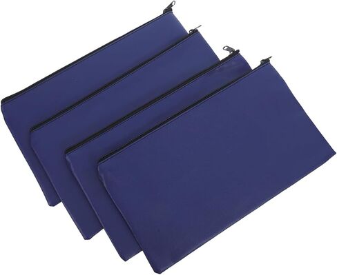 Uonlytech 4pcs Pu Leather Money Bags with Zipper for Secure Cash and Receipt Organization, Spacious Capacity Document and Coin Holder Pouches in Blue for Daily Use and Office in Kuwait