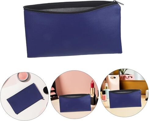 Uonlytech 4pcs Pu Leather Money Bags with Zipper for Secure Cash and Receipt Organization, Spacious Capacity Document and Coin Holder Pouches in Blue for Daily Use and Office in Kuwait