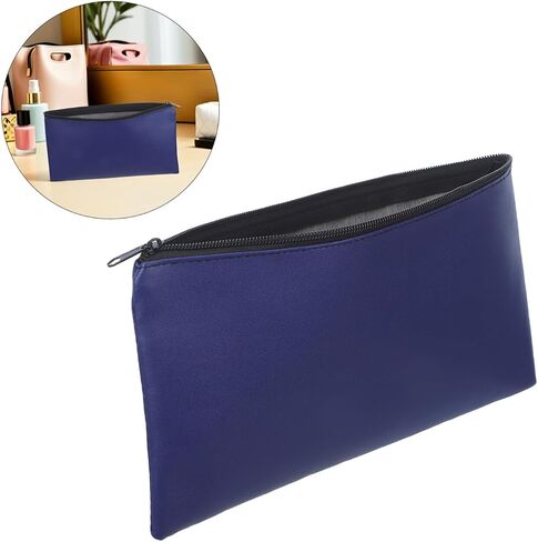 Uonlytech 4pcs Pu Leather Money Bags with Zipper for Secure Cash and Receipt Organization, Spacious Capacity Document and Coin Holder Pouches in Blue for Daily Use and Office in Kuwait