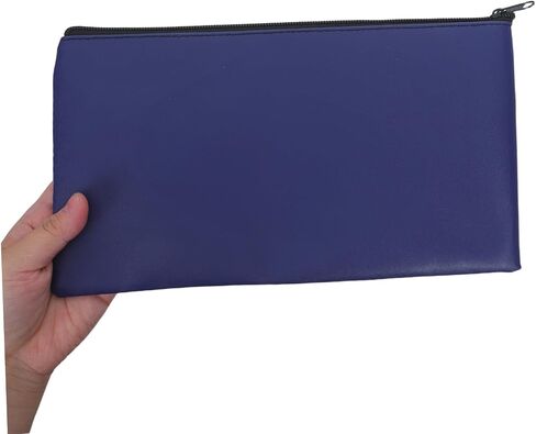 PartyKindom 4pcs Pu Leather Money Pouches with Zippered Closure for Organizing Cash and Coins, Spacious Capacity Utility Bags for Travel and Business, Blue, 11x6 Inches in Kuwait