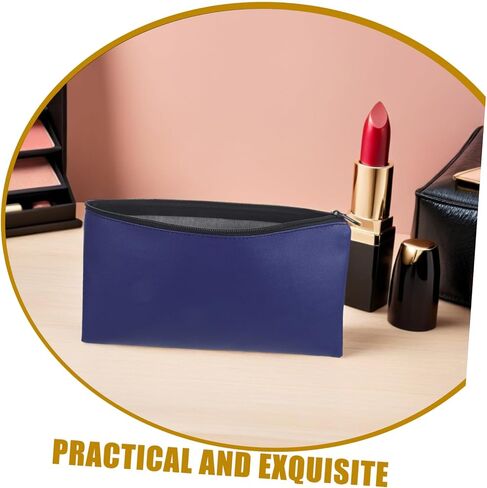 PartyKindom 4pcs Pu Leather Money Pouches with Zippered Closure for Organizing Cash and Coins, Spacious Capacity Utility Bags for Travel and Business, Blue, 11x6 Inches in Kuwait
