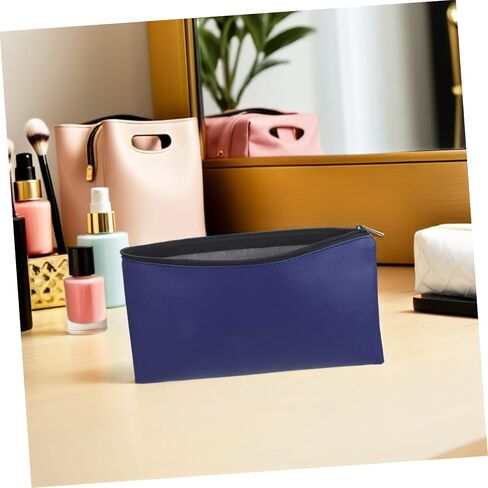 PartyKindom 4pcs Pu Leather Money Pouches with Zippered Closure for Organizing Cash and Coins, Spacious Capacity Utility Bags for Travel and Business, Blue, 11x6 Inches in Kuwait