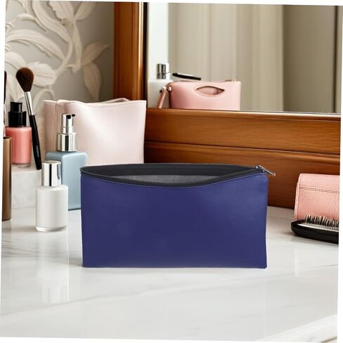 TEHAUX Money Bags Spacious Utility Pouch 4pcs with Zipper Pu Leather Blue Money Pouch Organizer for Cash and Coins for Travel and Daily Use for Cosmetics and Documents in Kuwait