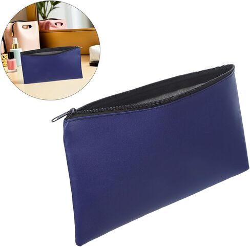 TEHAUX Money Bags Spacious Utility Pouch 4pcs with Zipper Pu Leather Blue Money Pouch Organizer for Cash and Coins for Travel and Daily Use for Cosmetics and Documents in Kuwait
