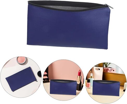 TEHAUX Money Bags Spacious Utility Pouch 4pcs with Zipper Pu Leather Blue Money Pouch Organizer for Cash and Coins for Travel and Daily Use for Cosmetics and Documents in Kuwait