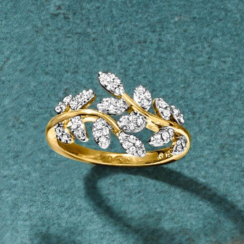 Ross-Simons 0.33 ct. t.w. Diamond Vine Ring in 18kt Gold Over Sterling in Kuwait