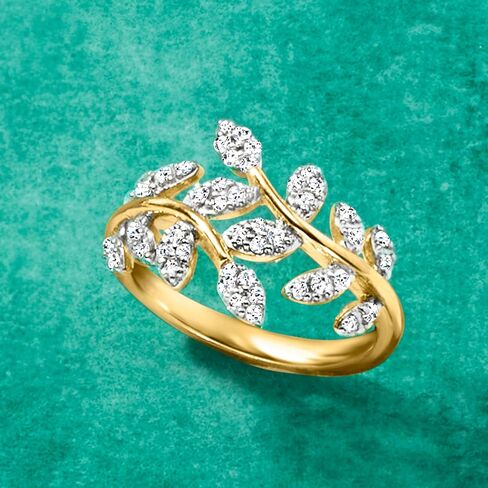 Ross-Simons 0.33 ct. t.w. Diamond Vine Ring in 18kt Gold Over Sterling in Kuwait