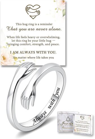 Sterling Silver Hug Ring for Women Teen Adjustable Love Promise Ring Inspirational Friendship Open Ring Hope Love Heaven Promise Friendship Rings Mothers Day Birthday Gift for Daughter Granddaughter Mom Wife Sister Best Friend in Saudi Arabia