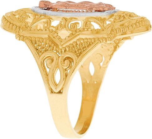 Multi-Tone Gold 10k Stunning Virgin Mary Guadalupe Religious Women's Filigree Ring in Saudi Arabia