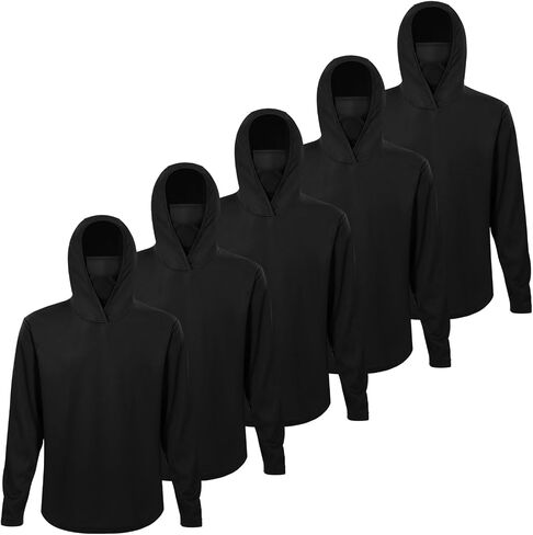 LeeHanTon 5 Pack Mens Sun Hoodie with Face Mask UPF 50+ Long Sleeve Work Shirt Quick Dry Lightweight for Hiking Fishing in Kuwait