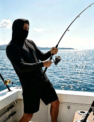 LeeHanTon 5 Pack Mens Sun Hoodie with Face Mask UPF 50+ Long Sleeve Work Shirt Quick Dry Lightweight for Hiking Fishing in Kuwait
