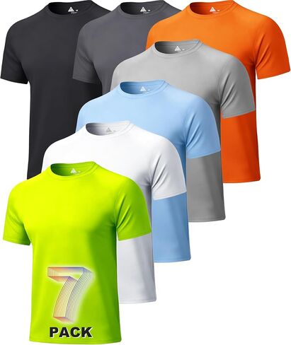 7 Pack T-Shirts for Men UPF 50+ Swim Workout Running Shirt Rash Guard Sun Protection Fast Dry in Saudi Arabia